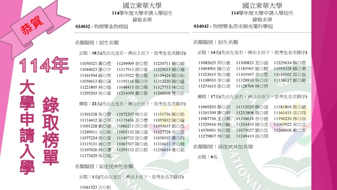 114學年度學士班申請入學第二階段指定項目甄試錄取名單(另開新視窗)